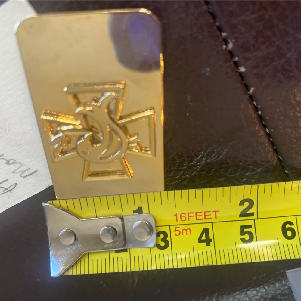 Money Clip Religious Cross Dove Brass Gold Plated Artesian Made Great Gift